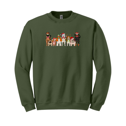 Dog's Celebrate Christmas (Crewneck Sweatshirt & Loose Fit Tee)