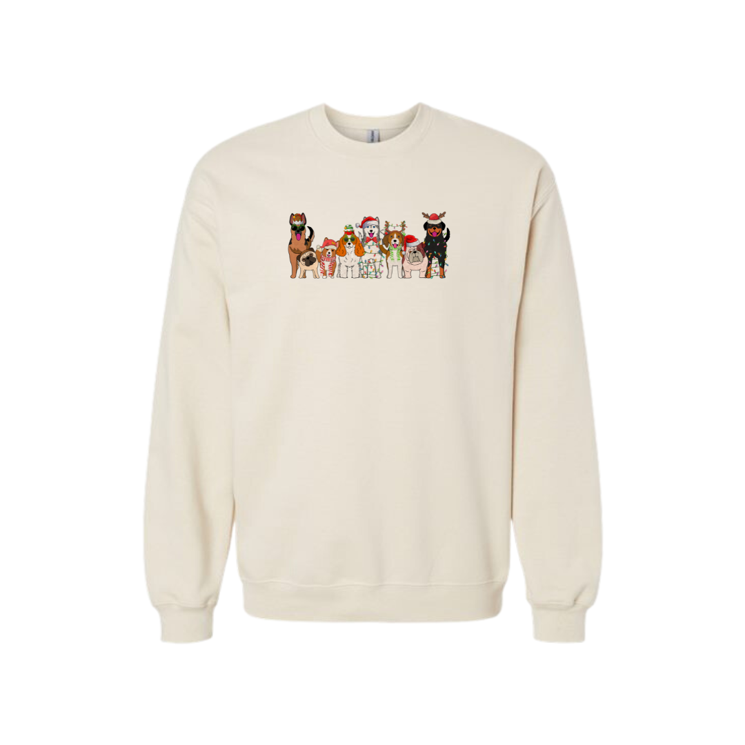 Dog's Celebrate Christmas (Crewneck Sweatshirt & Loose Fit Tee)